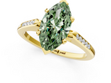Yellow gold Fancy Green Marquise  Cut Channel Set Solitaire Engagement Ring with Four-Prong Setting_209
