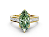 Yellow gold Fancy Green Marquise  Cut Channel Set Solitaire Engagement Ring with Prong Setting_20