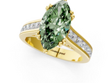 Yellow gold Fancy Green Marquise  Cut Channel Set Solitaire Engagement Ring with Prong Setting_21