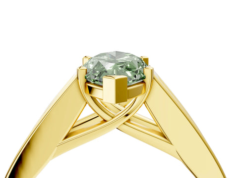 Yellow gold Fancy Green Marquise Cut Cut Channel Set Solitaire Ring with Four-Prong Setting_4