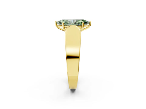 Yellow gold Fancy Green Marquise Cut Cut Diamond Channel Set Solitaire Ring with Four-Prong Setting_2