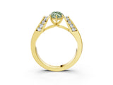 Yellow gold Fancy Green Marquise Cut Cut Diamond Channel Set Solitaire Ring with Four-Prong Setting_3