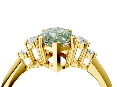 Yellow gold Fancy Green Marquise Cut Cut Diamond Cluster Ring with Solitaire Band and Four-Prong Setting_16