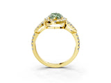 Yellow gold Fancy Green Marquise Cut Cut Diamond Halo Engagement Ring with Open Split Pavé Band_3