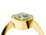Yellow gold Fancy Green Marquise Cut-Cut Diamond Halo Engagement Ring with Pave Band and Prong Setting_4
