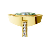 Yellow gold Fancy Green Marquise Cut-Cut Diamond Halo Engagement Ring with Pave Band and Prong Setting_5