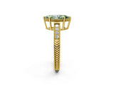 Yellow gold Fancy Green Marquise Cut Cut Diamond Milgrain Pave Band Four-Prong Setting Ring_5