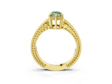 Yellow gold Fancy Green Marquise Cut Cut Diamond Milgrain Pave Band Four-Prong Setting Ring_6