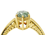 Yellow gold Fancy Green Marquise Cut Cut Diamond Milgrain Pave Band Four-Prong Setting Ring_7
