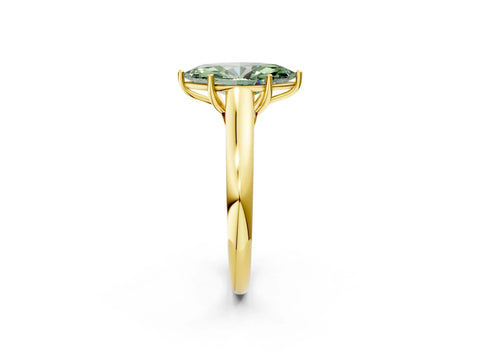 Yellow gold Fancy Green Marquise Cut Cut Diamond Solitaire Engagement Ring with Tapered Plain Band and Four-Prong Setting_2