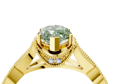 Yellow gold Fancy Green Marquise Cut Cut Diamond Twisted Band with Milgrain Pave Setting and Four-Prong Setting_4