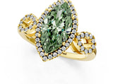 Yellow gold Fancy Green Marquise Cut Cut Halo Diamond Infinity Band with Four-Prong Setting_1