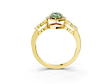 Yellow gold Fancy Green Marquise Cut Cut Halo Diamond Infinity Band with Four-Prong Setting_3