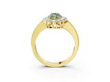 Yellow gold Fancy Green Marquise Cut Cut Halo Diamond Pavé Engagement Ring with Milgrain Detailing_3