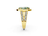Yellow gold Fancy Green Marquise Cut Cut Halo Split Shank Prong Set Ring_2