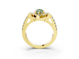 Yellow gold Fancy Green Marquise Cut Cut Halo Split Shank Prong Set Ring_3