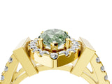 Yellow gold Fancy Green Marquise Cut Cut Halo Split Shank Prong Set Ring_4