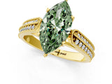Yellow gold Fancy Green Marquise Cut Cut Pave Split Shank Engagement Ring with Four-Prong Setting_1