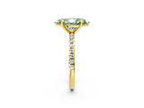 Yellow gold Fancy Green Marquise Cut Diamond Brilliant Solitaire Ring with Pavé Band and Four-Prong Setting_14