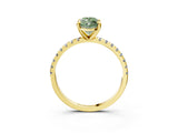 Yellow gold Fancy Green Marquise Cut Diamond Brilliant Solitaire Ring with Pavé Band and Four-Prong Setting_15