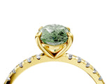 Yellow gold Fancy Green Marquise Cut Diamond Brilliant Solitaire Ring with Pavé Band and Four-Prong Setting_16