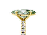 Yellow gold Fancy Green Marquise Cut Diamond Brilliant Solitaire Ring with Pavé Band and Four-Prong Setting_17