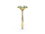 Yellow gold Fancy Green Marquise Cut Diamond Brilliant Solitaire Ring with Pavé Band and Four-Prong Setting_2