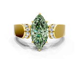 Yellow gold Fancy Green Marquise Cut Diamond Channel Set Solitaire Ring with Four-Prong Setting_12