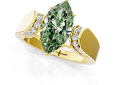 Yellow gold Fancy Green Marquise Cut Diamond Channel Set Solitaire Ring with Four-Prong Setting_13