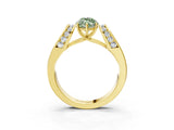 Yellow gold Fancy Green Marquise Cut Diamond Channel Set Solitaire Ring with Four-Prong Setting_15