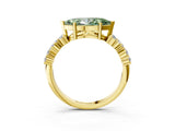 Yellow gold Fancy Green Marquise Cut Diamond Cluster Pavé Band with Four-Prong Setting_6