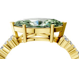 Yellow gold Fancy Green Marquise Cut Diamond Cluster Pavé Band with Four-Prong Setting_7