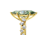 Yellow gold Fancy Green Marquise Cut Diamond Cluster Side Stone Solitaire Ring with Prong Setting_81