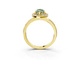 Yellow gold Fancy Green Marquise Cut Diamond Double Halo Ring with Split Shank and Four-Prong Setting_15