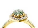 Yellow gold Fancy Green Marquise Cut Diamond Double Halo Ring with Split Shank and Four-Prong Setting_16