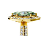 Yellow gold Fancy Green Marquise Cut Diamond Double Halo Ring with Split Shank and Four-Prong Setting_17