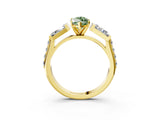 Yellow gold Fancy Green Marquise Cut Diamond Engagement Ring with Baguette Side Stones and Channel Set Band_23