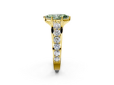 Yellow gold Fancy Green Marquise  Cut Diamond Engagement Ring with Pavé Band and Four-Prong Setting_5