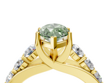 Yellow gold Fancy Green Marquise  Cut Diamond Engagement Ring with Pavé Band and Four-Prong Setting_7