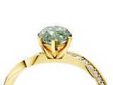 Yellow gold Fancy Green Marquise Cut Diamond Engagement Ring with Side Stone Accents and Four-Prong Setting_100