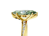 Yellow gold Fancy Green Marquise Cut Diamond Engagement Ring with Side Stone Accents and Four-Prong Setting_101