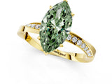 Yellow gold Fancy Green Marquise Cut Diamond Engagement Ring with Side Stone Accents and Four-Prong Setting_97