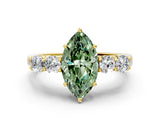 Yellow gold Fancy Green Marquise  Cut Diamond Five-Stone Prong Set White Gold Ring_31