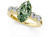 Yellow gold Fancy Green Marquise  Cut Diamond Five-Stone Prong Set White Gold Ring_32