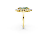 Yellow gold Fancy Green Marquise Cut Diamond Floral Double Halo Engagement Ring with Prong Setting_27