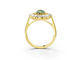 Yellow gold Fancy Green Marquise Cut Diamond Floral Double Halo Engagement Ring with Prong Setting_28