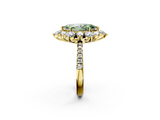 Yellow gold Fancy Green Marquise  Cut Diamond Floral Halo Pave Band with Prong Setting_38