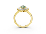 Yellow gold Fancy Green Marquise  Cut Diamond Floral Halo Pave Band with Prong Setting_39