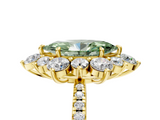 Yellow gold Fancy Green Marquise  Cut Diamond Floral Halo Pave Band with Prong Setting_41