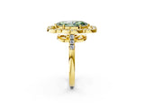 Yellow gold Fancy Green Marquise Cut Diamond Floral Halo Split Shank Prong Setting Ring_26